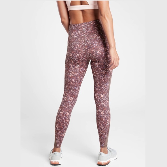 Athleta Rainier Printed Mauve Mesh Tight Leggings - Picture 3 of 13